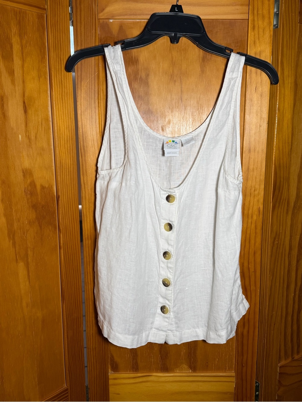 C&C California White Button-Front Linen Tank Top| Sz S| Cottagecore, Boho